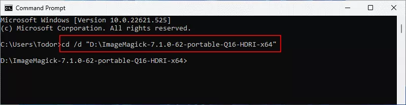 run cmd to open ImageMagick