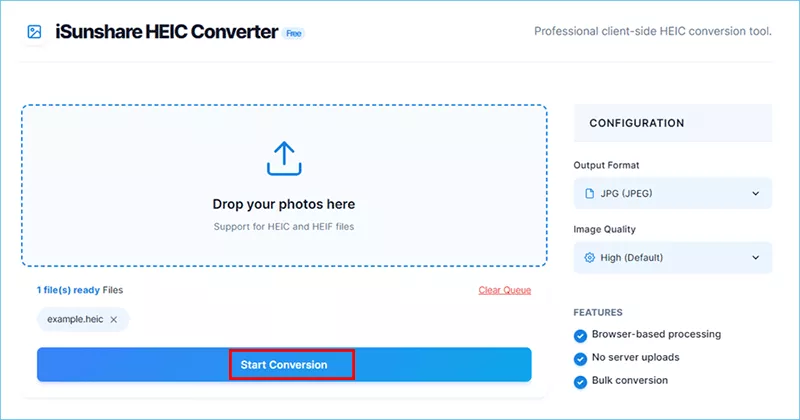 click Start Conversion