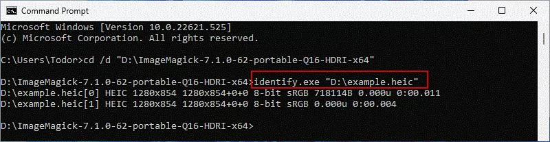 use command line to via HEIC info