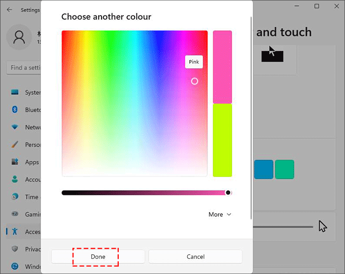 choose mouse pointer colour