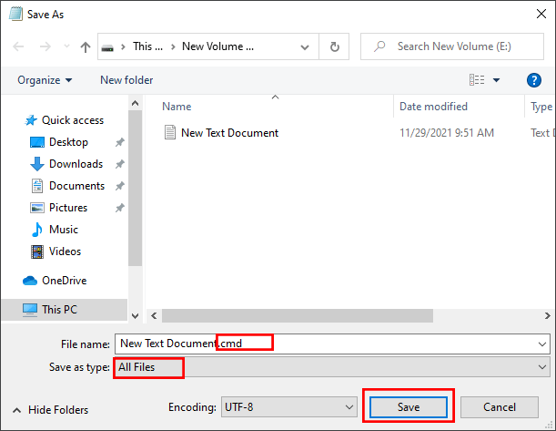 set Save as type and name the file