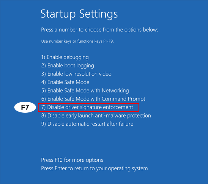 start up settings option