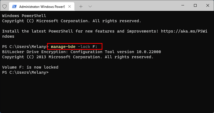 type the command to lock the USB