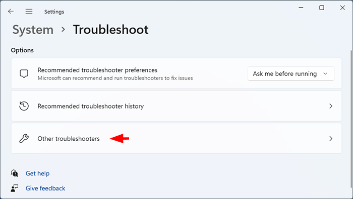 click Other troubleshooters