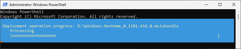 Dev Home is installing