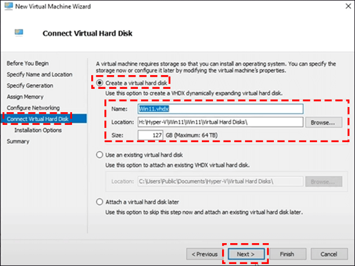 create a virual hard disk