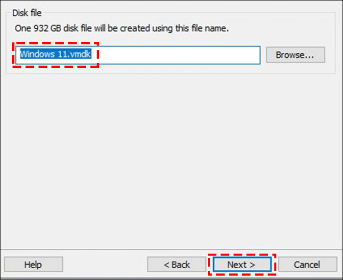 specify disk file name