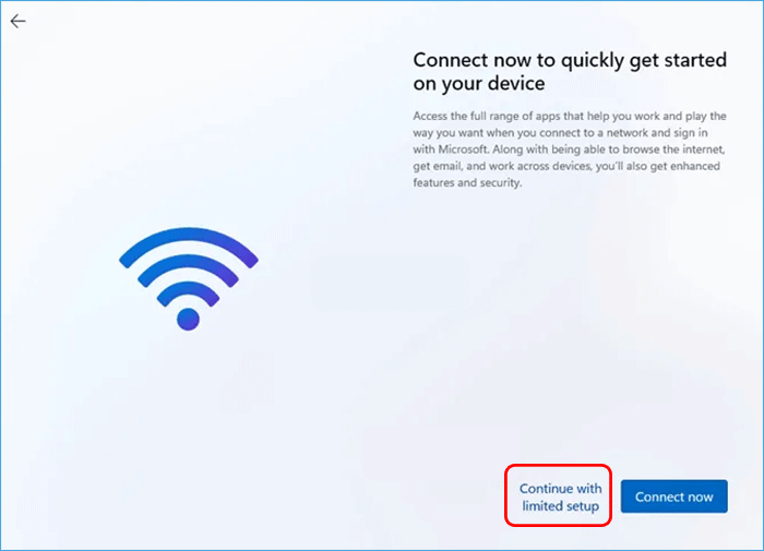 click Continue with limited setup