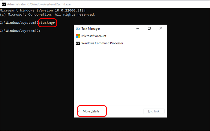 execute taskmgr command to open task manager