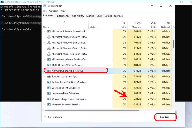 end Network Connection Flow