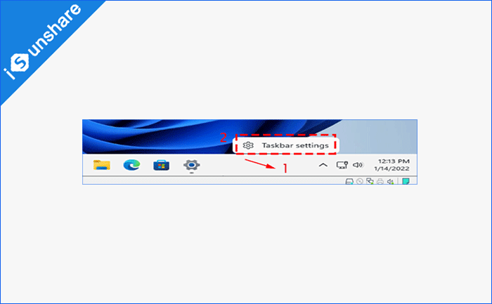 click taskbar settings