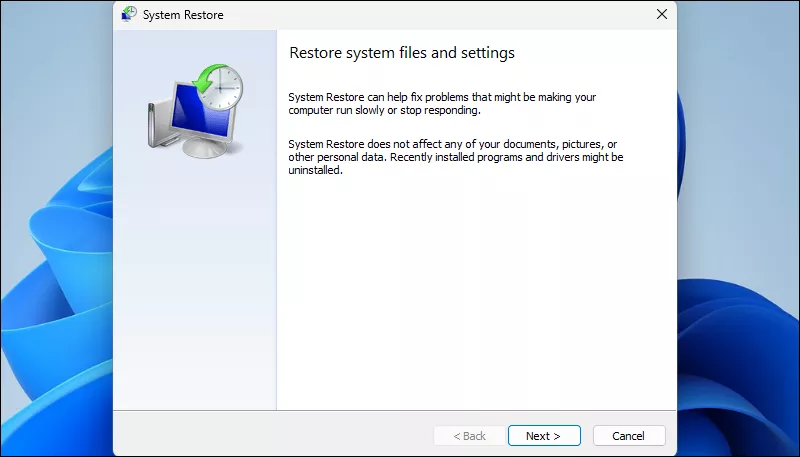 Restore System Files and Settings