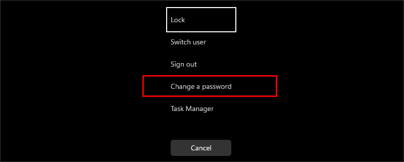 choose Change a password
