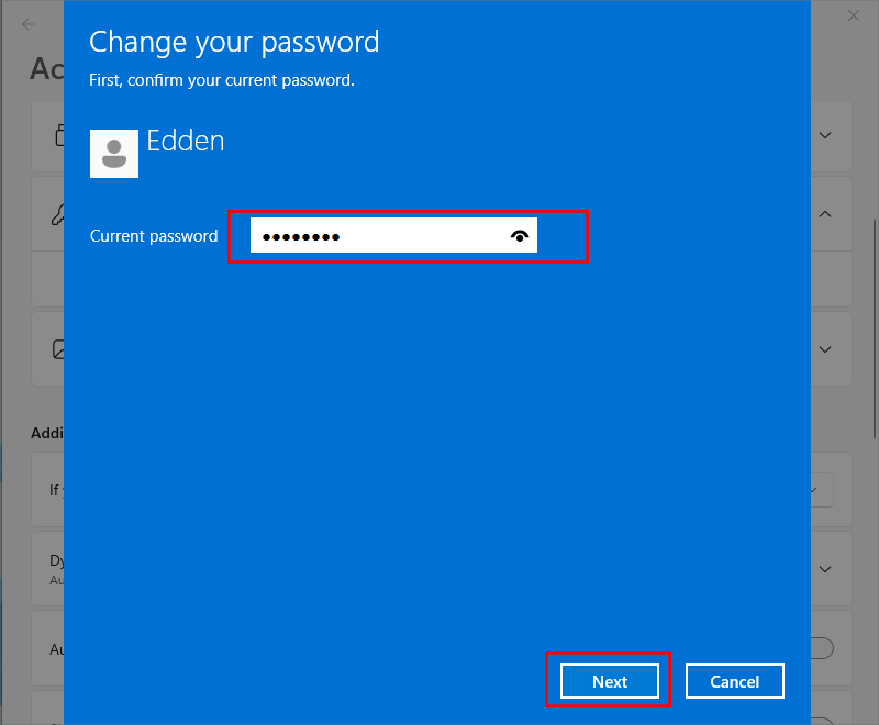 enter current password