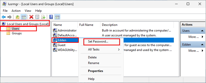 select Set password