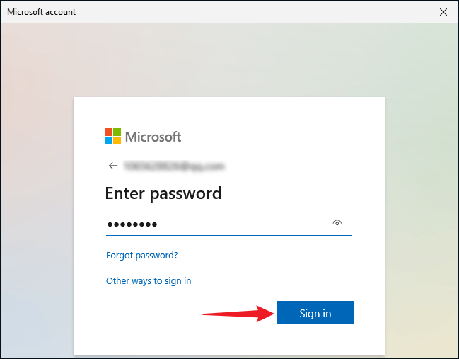 enter microsoft account password
