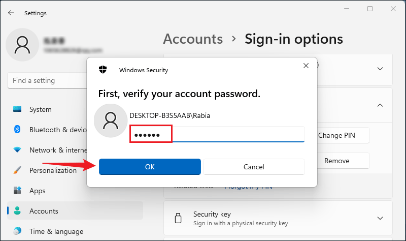 enter your account password