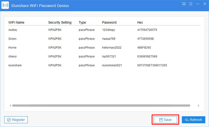 click Save to save the WiFi password in Windows 11