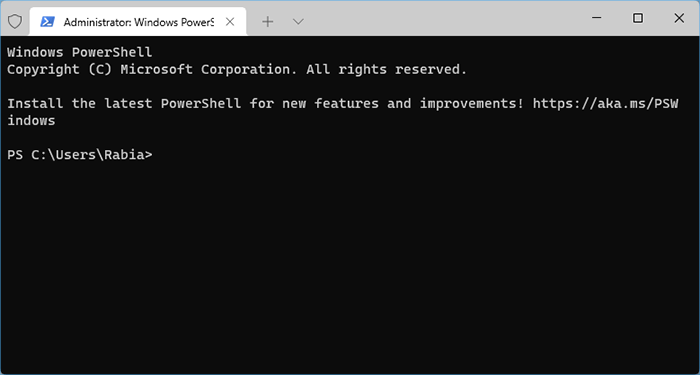 the Windows PowerShell screen