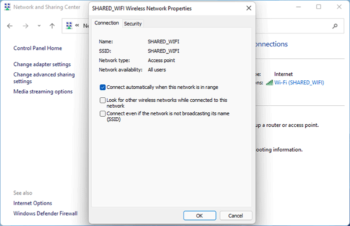 the Wireless Network Properties window