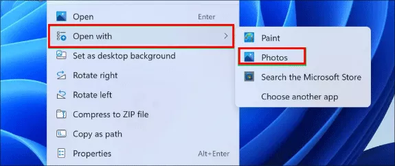 Open HEIC image with Photos