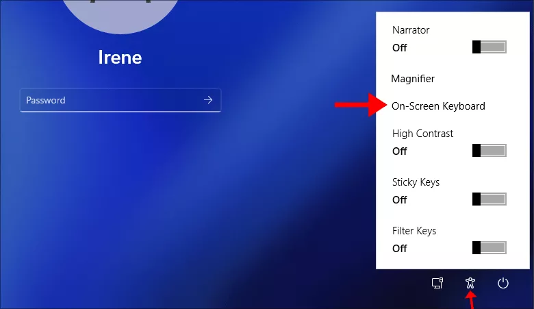 choose on screen keyboard option