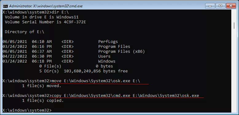 run command line to replace OSK with command prompt