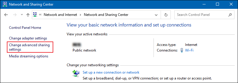 change advanced sharing settings