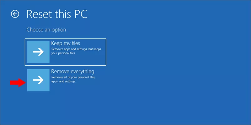 choose Remove everything to reset Windows 11