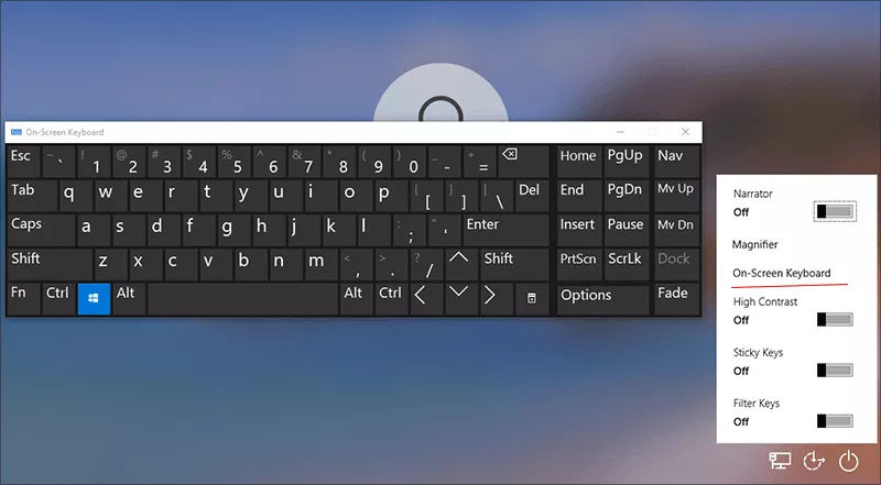 turn on onscreen keyboard