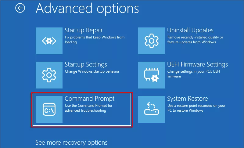click Command Prompt in WinPE
