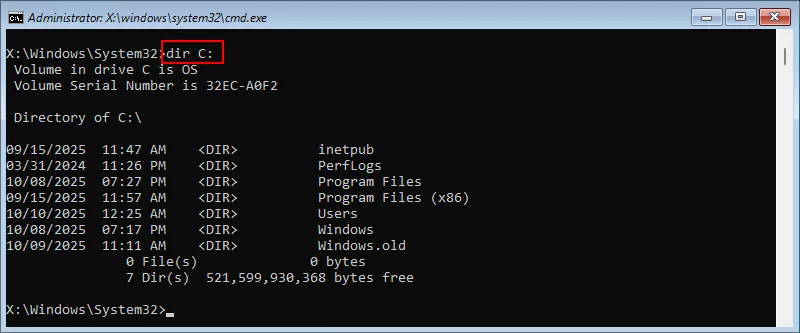 check C drive files