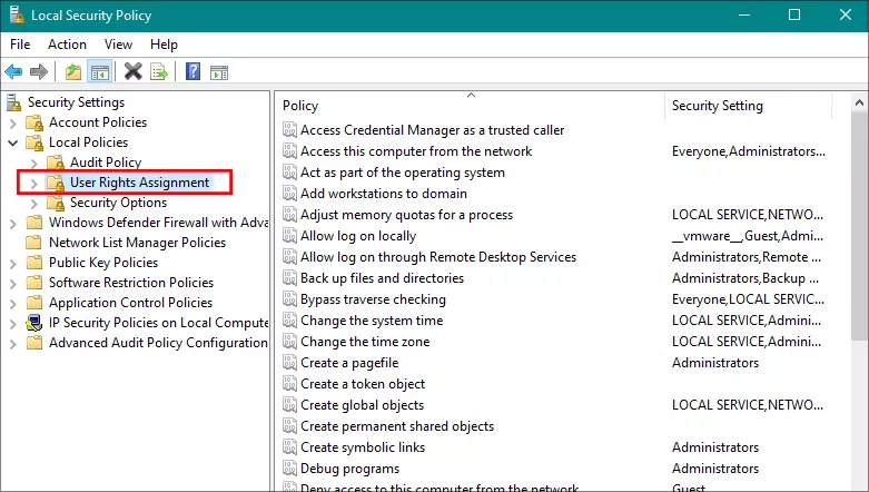 check local security policy for your account