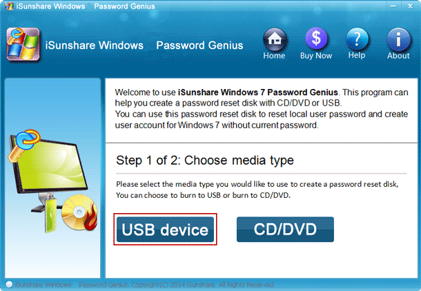 graver le disque de réinitialisation du mot de passe Windows 7 avec USB