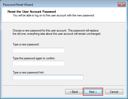 Folgen Sie dem Assistenten, um das Windows 7-Anmeldekennwort zu entfernen