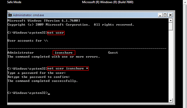 change password via command line windows 7