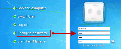 change computer windows 7 password with ctrl alt del