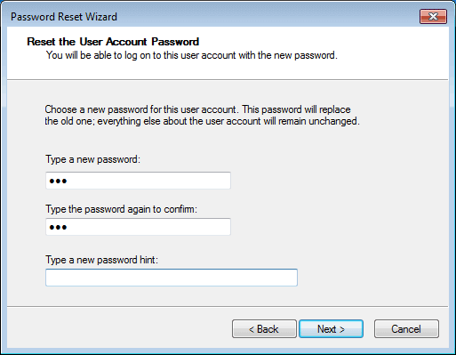 change computer windows 7 password with password reset disk