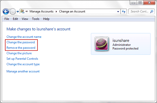 changer ou supprimer le mot de passe oublié de Windows 7