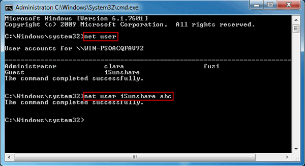 reset windows 7 password with command prompt