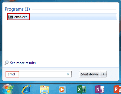 search cmd in windows 7