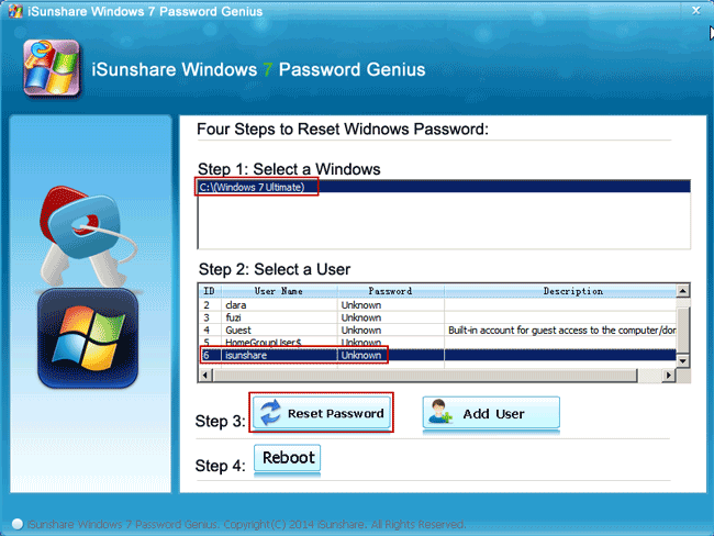 reset windows 7 password with usb password recovery disk