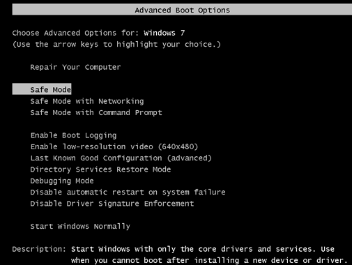 boot windows 7 computer in safe mode to reset administrator password