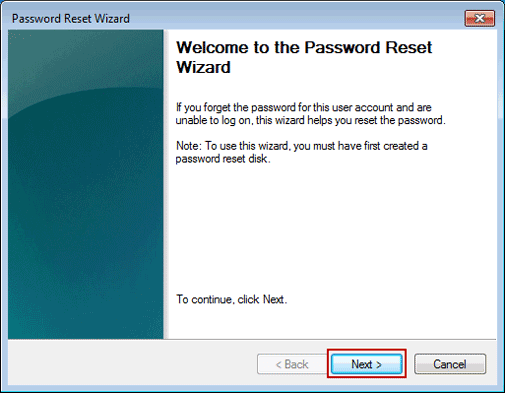 changing password win 7