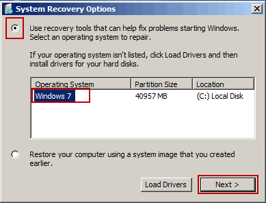 confirm to use recovery tools to fix windows 7 problems