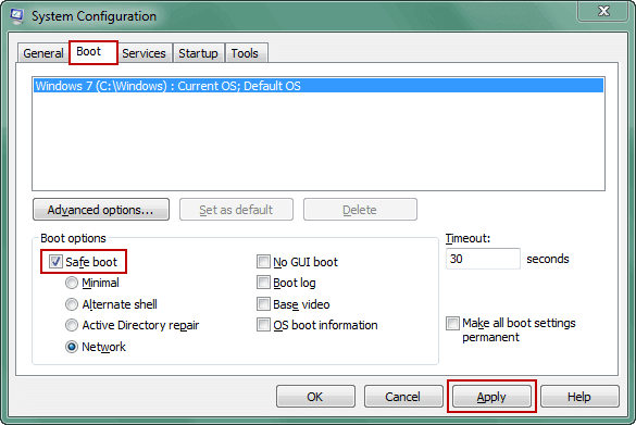 enable safe boot in system configuration