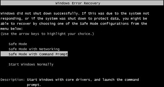 boot windows 7 in safe mode with command prompt