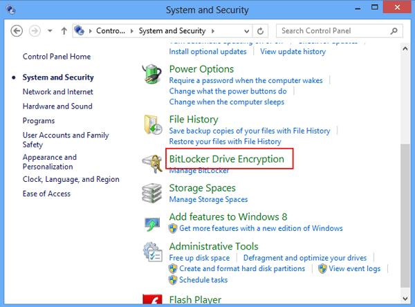 choose BitLocker drive encryption