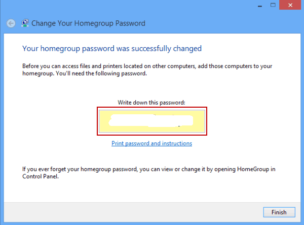 homegroup password changed