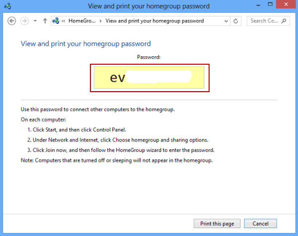 homegroup password found